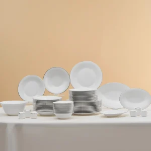 Karaca Fine Pearl Fame 58-teiliges Tafelservice für 12 Personen, Platin