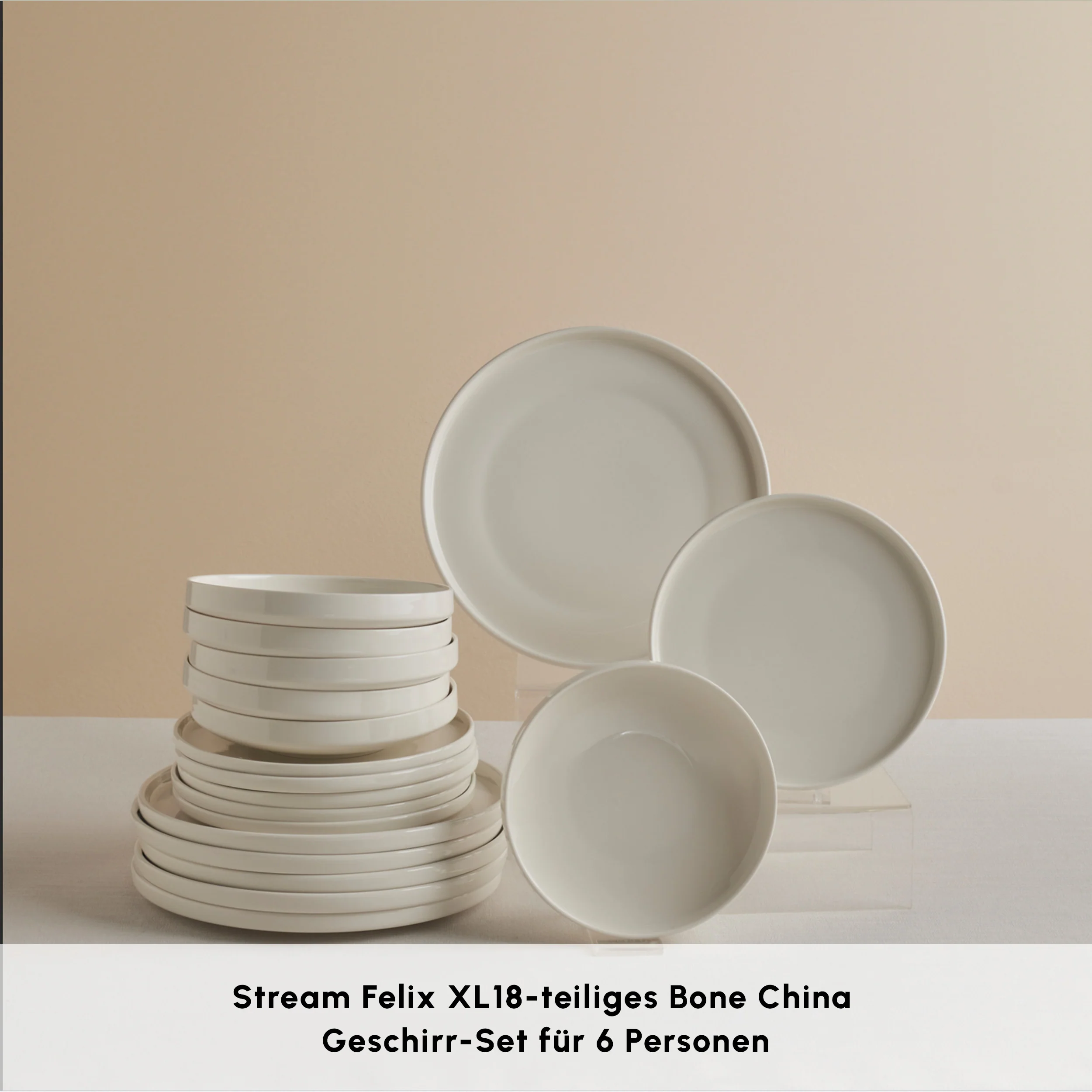 Karaca Stream Bone Felix XL Tafelservice 18-teilig für 6 Personen – Bild 3