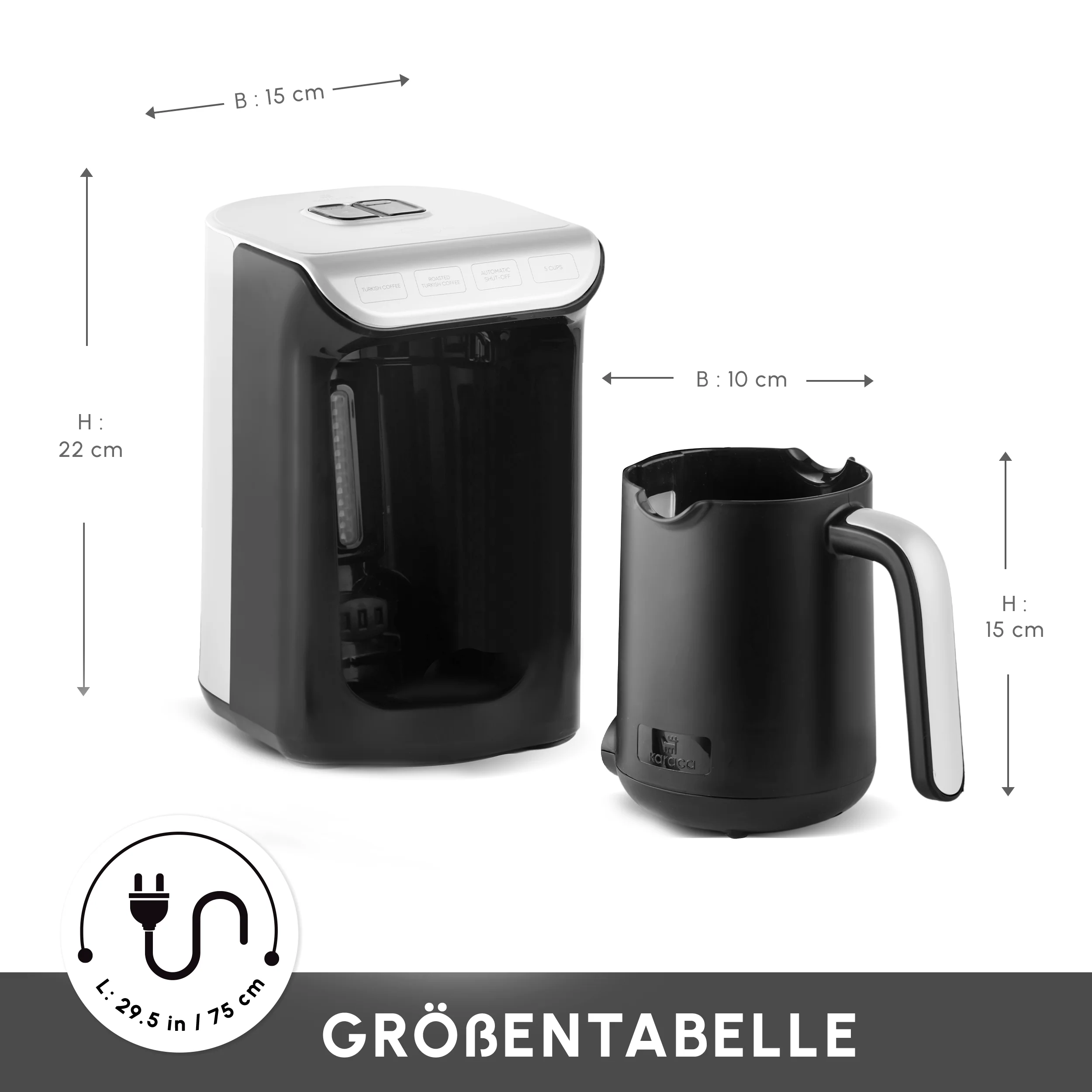 Karaca Hatır Koz Milky Türkische Kaffeemaschine Weiß – Bild 2