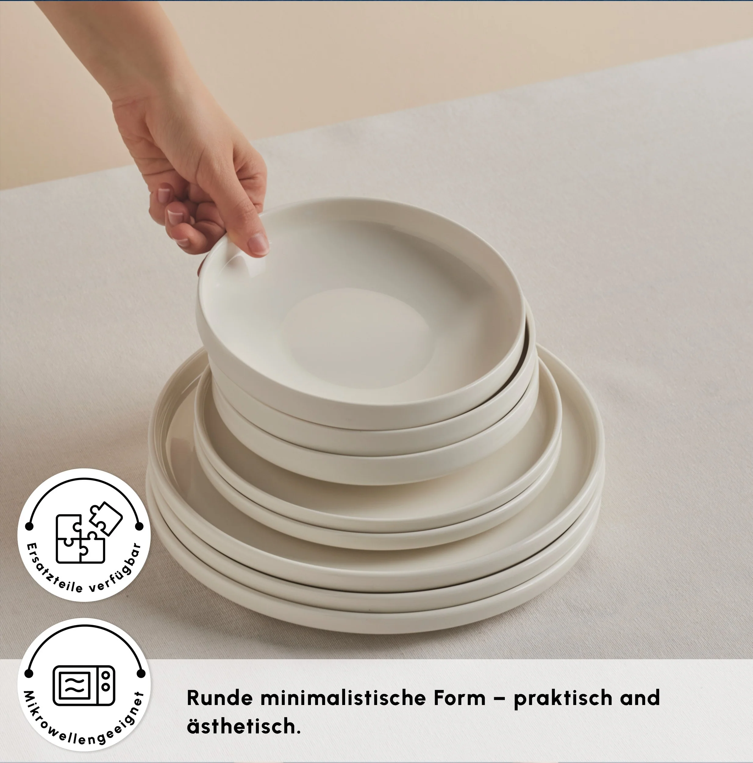 Karaca Stream Bone Felix XL Tafelservice 18-teilig für 6 Personen – Bild 6