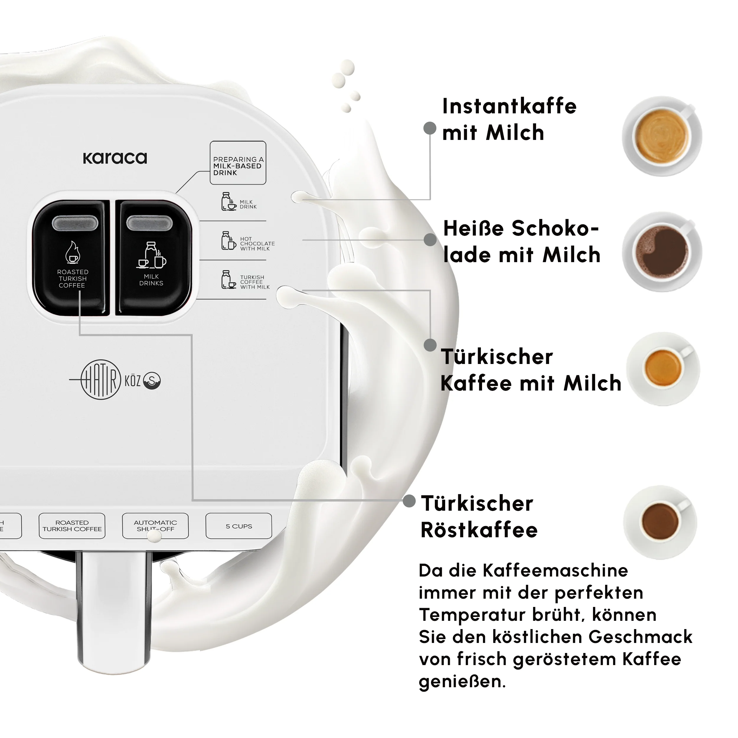 Karaca Hatır Koz Milky Türkische Kaffeemaschine Weiß – Bild 5