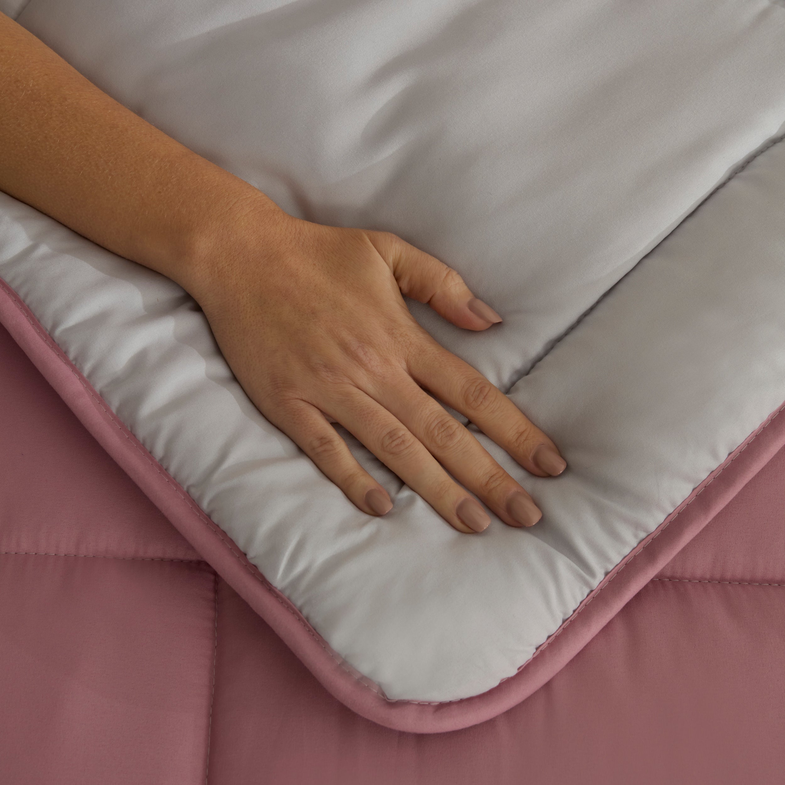 Karaca Double Face Bettdecke Pudra - Hellgrau 155X220 – Bild 5