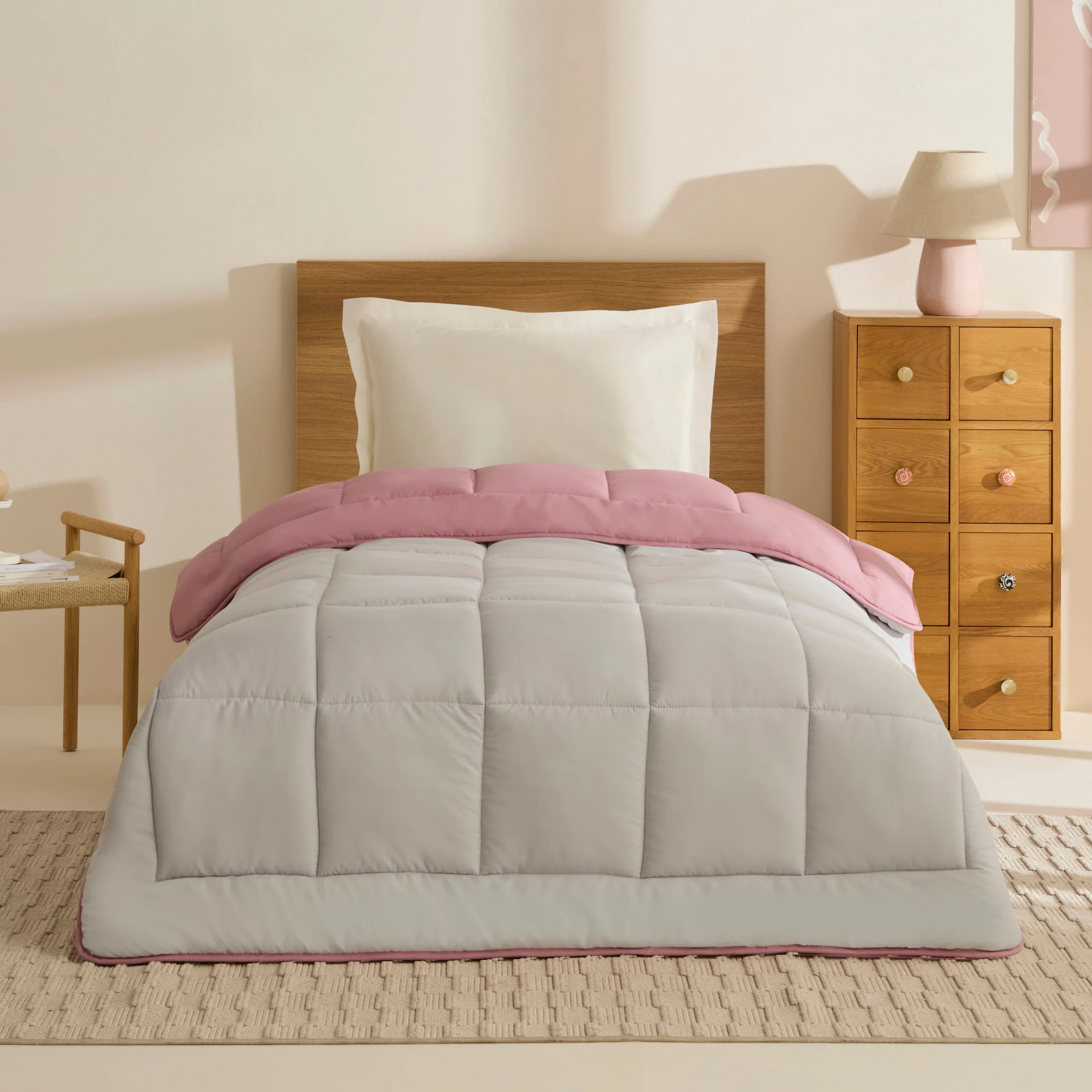 Karaca Double Face Bettdecke Pudra - Hellgrau 155X220 – Bild 2