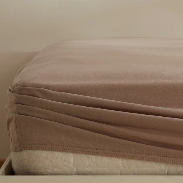 Karaca Home Jersey Spannbettlaken, 100x200+30 cm, Beige