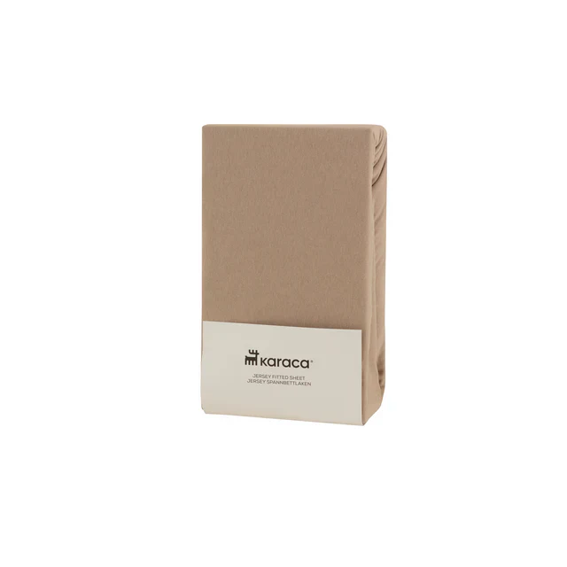 Karaca Home Jersey Spannbettlaken, 140x200+30 cm, Beige – Bild 3