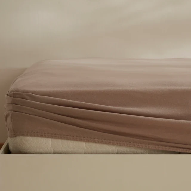 Karaca Home Jersey Spannbettlaken, 140x200+30 cm, Beige