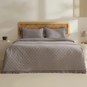 Fiona Bettüberwurf Set Grau 230x240cm + 2(50x70) cm