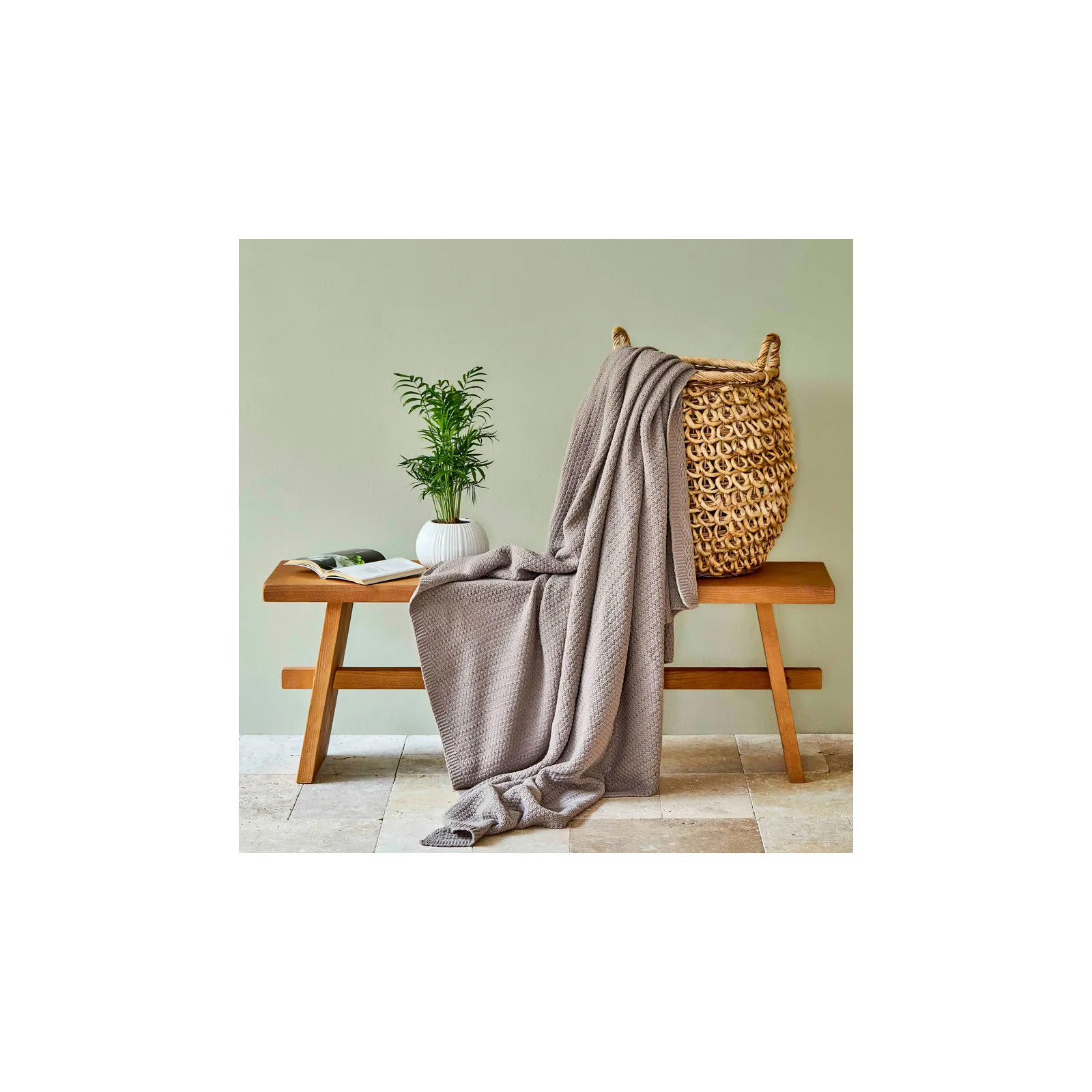 Karaca Home Back To Basic Braun Strickdecke Doppel – Bild 3