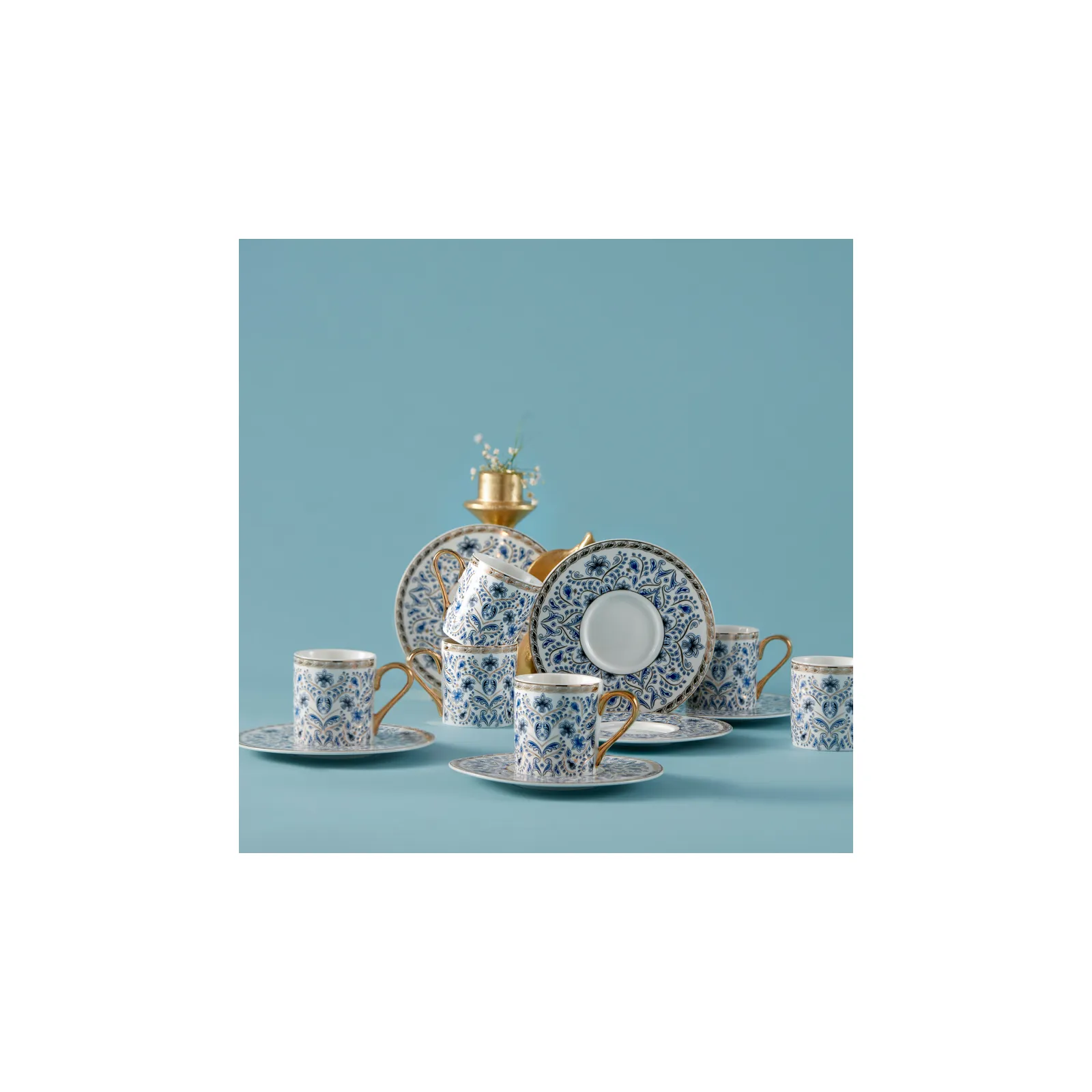 Karaca Delft Blue Kaffeetassen- Set für 6 Personen