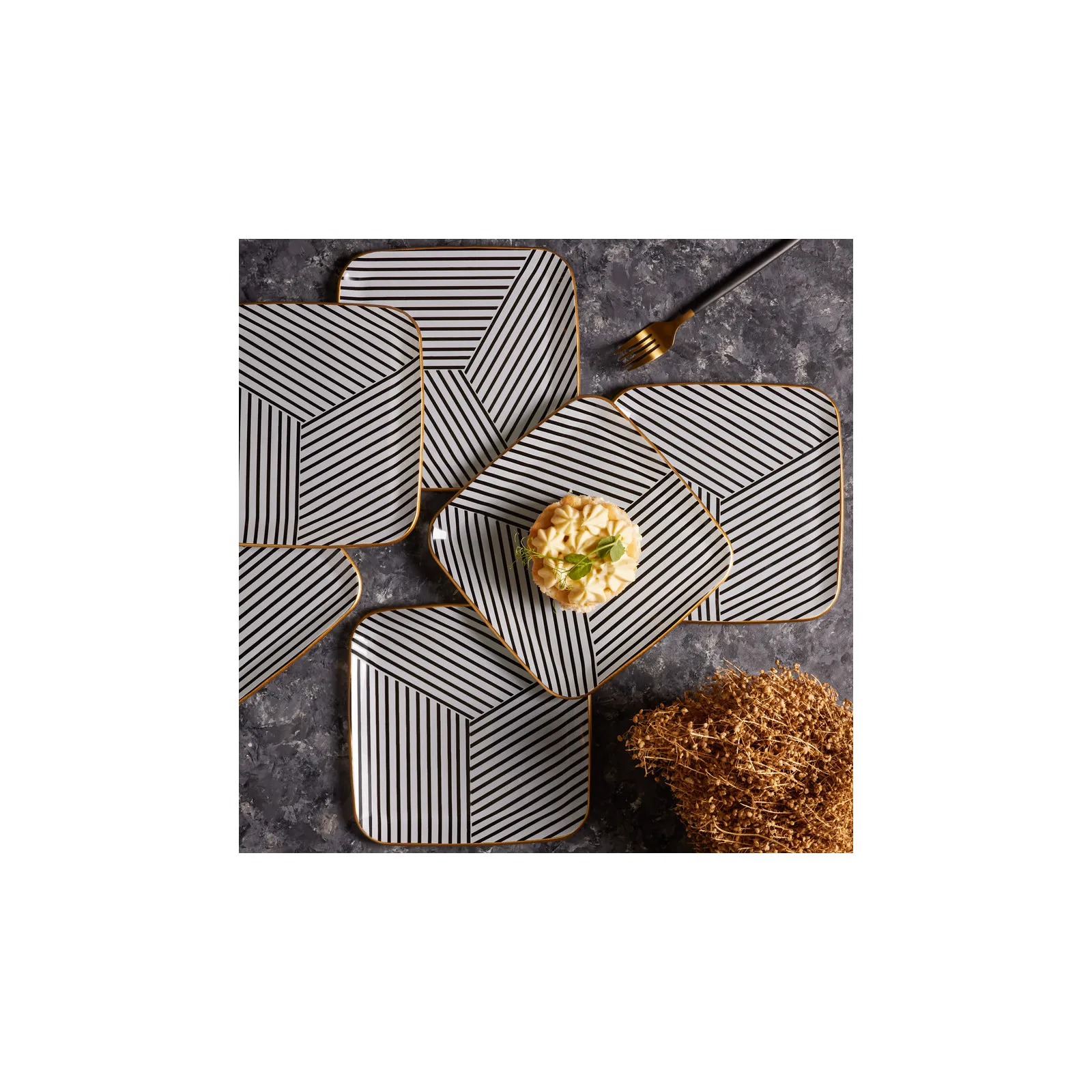 Karaca Black Noir 6 Personen Kuchenteller Set – Bild 2