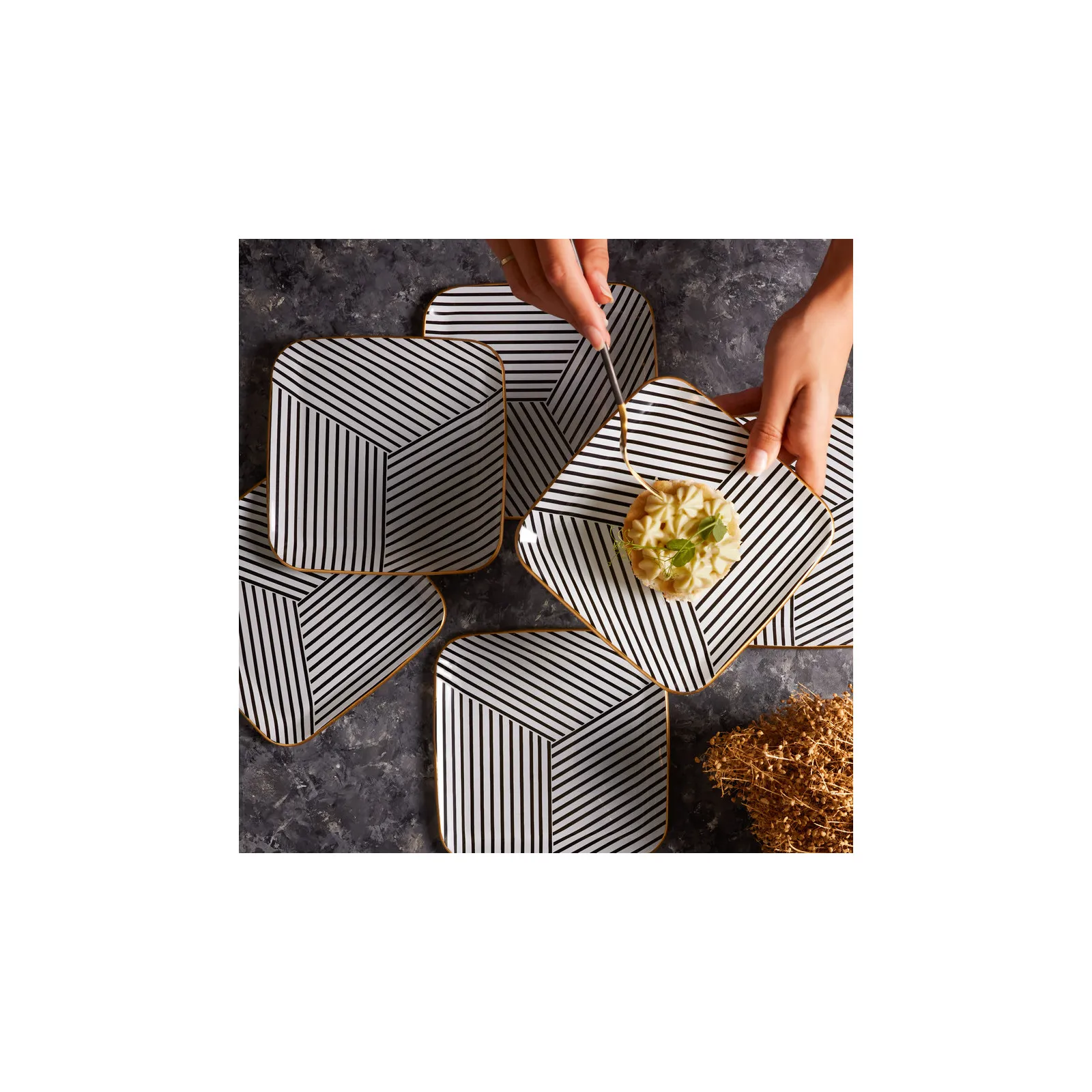 Karaca Black Noir 6 Personen Kuchenteller Set – Bild 3