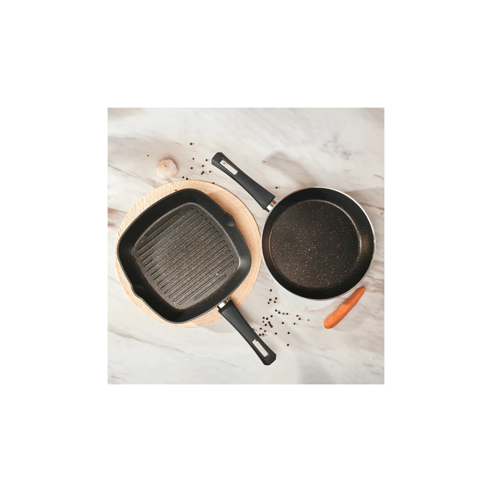 Karaca Biogranit Blackgold Bratpfanne Und Grillpfanne Set – Bild 5
