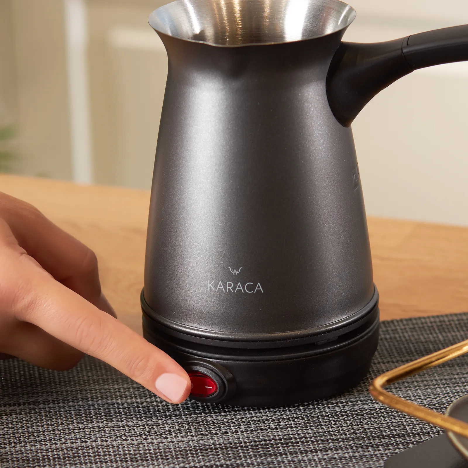 Karaca Stahlerne Elektrische Türkische Anthrazit-Kaffeekanne – Bild 2