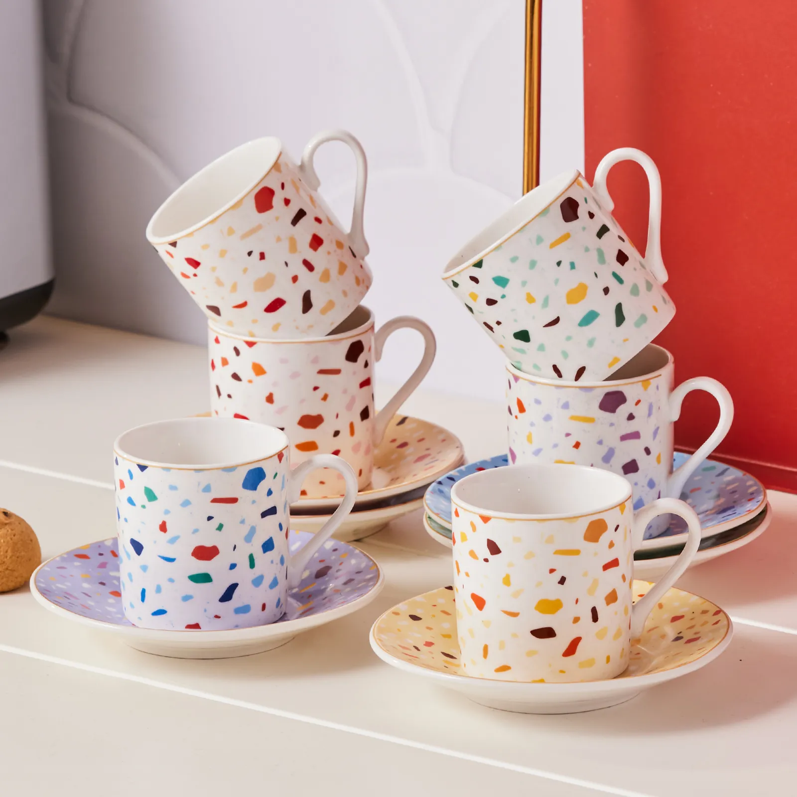 Karaca Terrazzo 80 ml Kaffeetassen-Set für 6 Personen – Bild 3