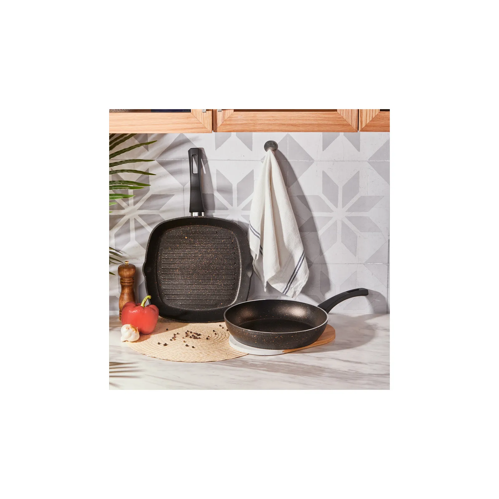 Karaca Biogranit Blackgold Bratpfanne Und Grillpfanne Set – Bild 6