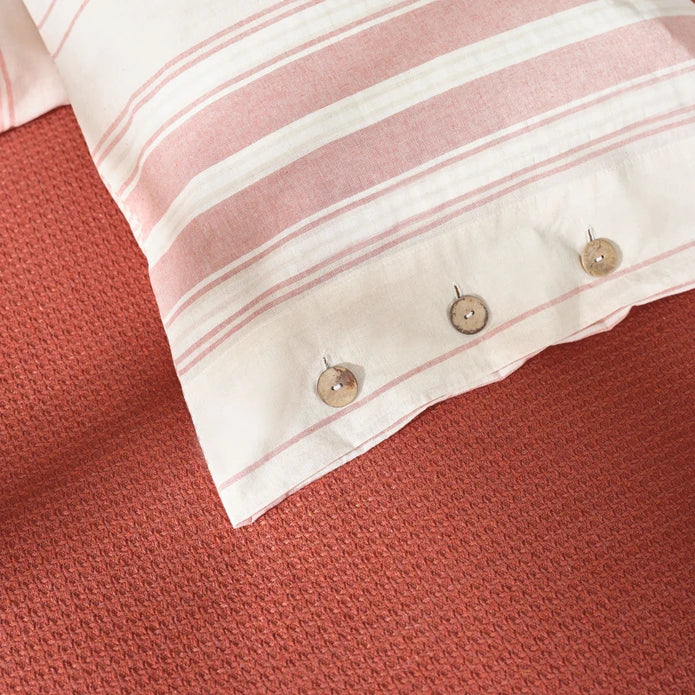 Karaca Home Palermo Terracotta Doppelbett Garngefärbtes Bettwäsche- und Überwurf-Set – Bild 4