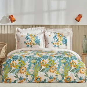 Karaca Home Botanical Doppelbett-Bettwäscheset Grün aus 100 % Baumwolle