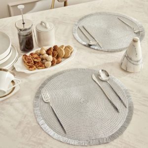 Karaca Home Ravlen Round Amerikanische Serviette 2er Set Silber
