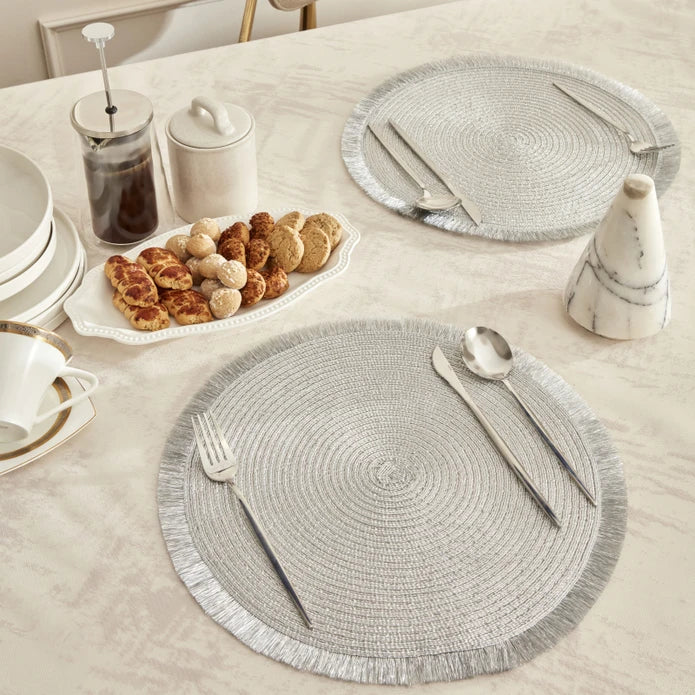 Karaca Home Ravlen Round Amerikanische Serviette 2er Set Silber