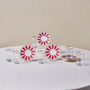 Karaca Bursa Türkisches Teeglas, 12-teilig, Rot