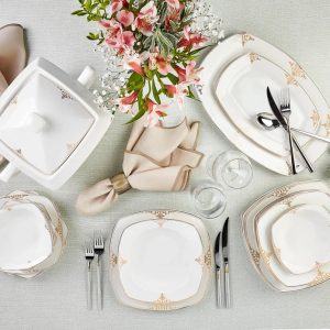 Karaca Milena Gold 60-teiliges Tafelservice für 12 Personen