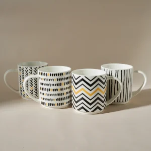 Karaca Nomar Kaffeebecher- Set mit Ständer, 5- teilig aus Porzellan