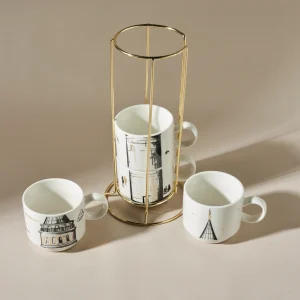 Karaca Galata 4 Teilige Mug Mit Ständer Porzellan 160 ml