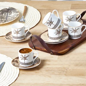 Karaca Palmiye Kaffeetassen Set 80 ml für 6 Personen