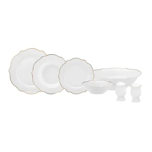 Karaca Daisy Gold Wave Shape tiefe Schüssel 27-teilig 6 Personen Geschirr-Set