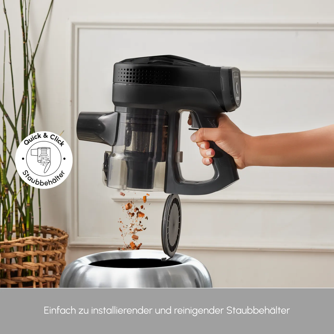 Karaca Vantuz Power Force Akku Staubsauger Standstaubsauger, Schwarz – Bild 6