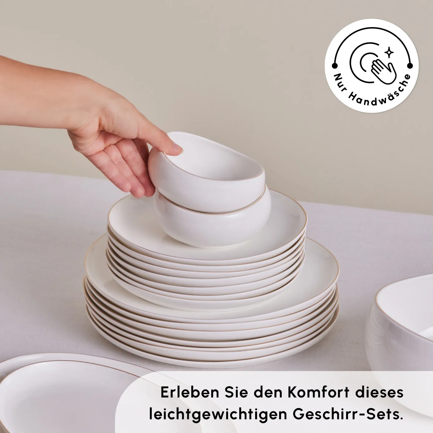 Karaca Red Carpet Collection Streamline New Hole Gold Geschirrset, 59 Teilig, New Generation Bone – Bild 6