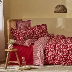 Karaca Home Carlo Doppel Bettbezug Set, 100% Baumwolle, Rot