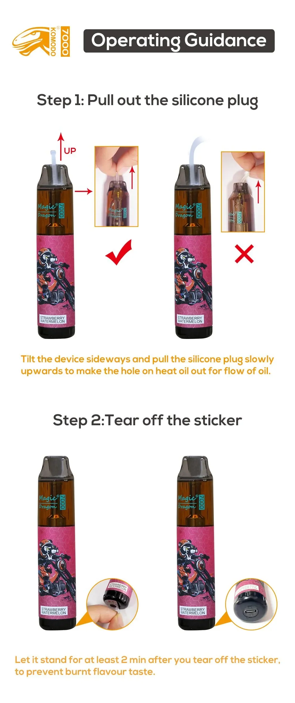 Komodo Magic Dragon 7000 Puffs Wiederaufladbares Einweg Disposable Kit 16 ml (10 Stück/Packung) – Bild 4