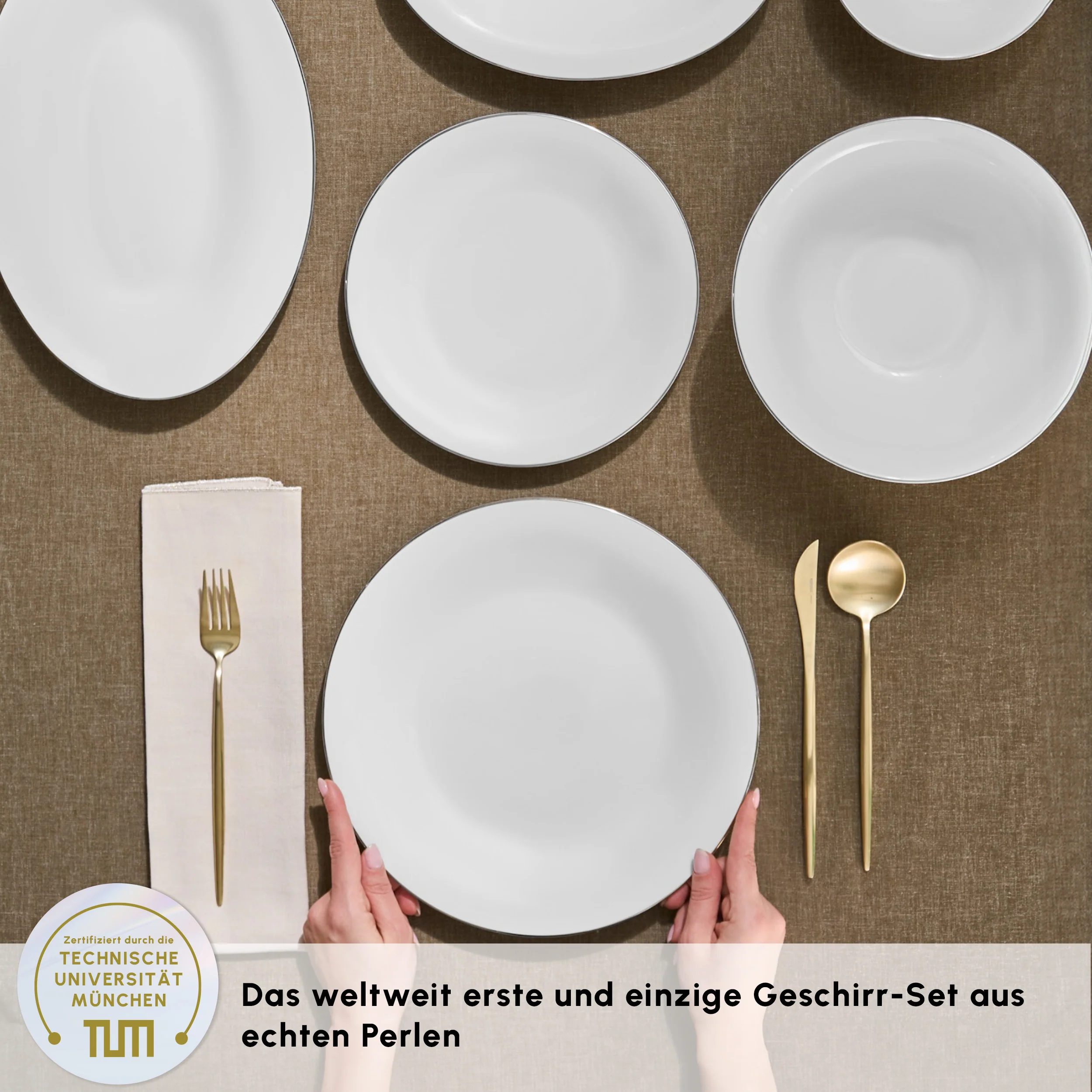 Karaca Fine Pearl Fame 58-teiliges Tafelservice für 12 Personen, Platin – Bild 4