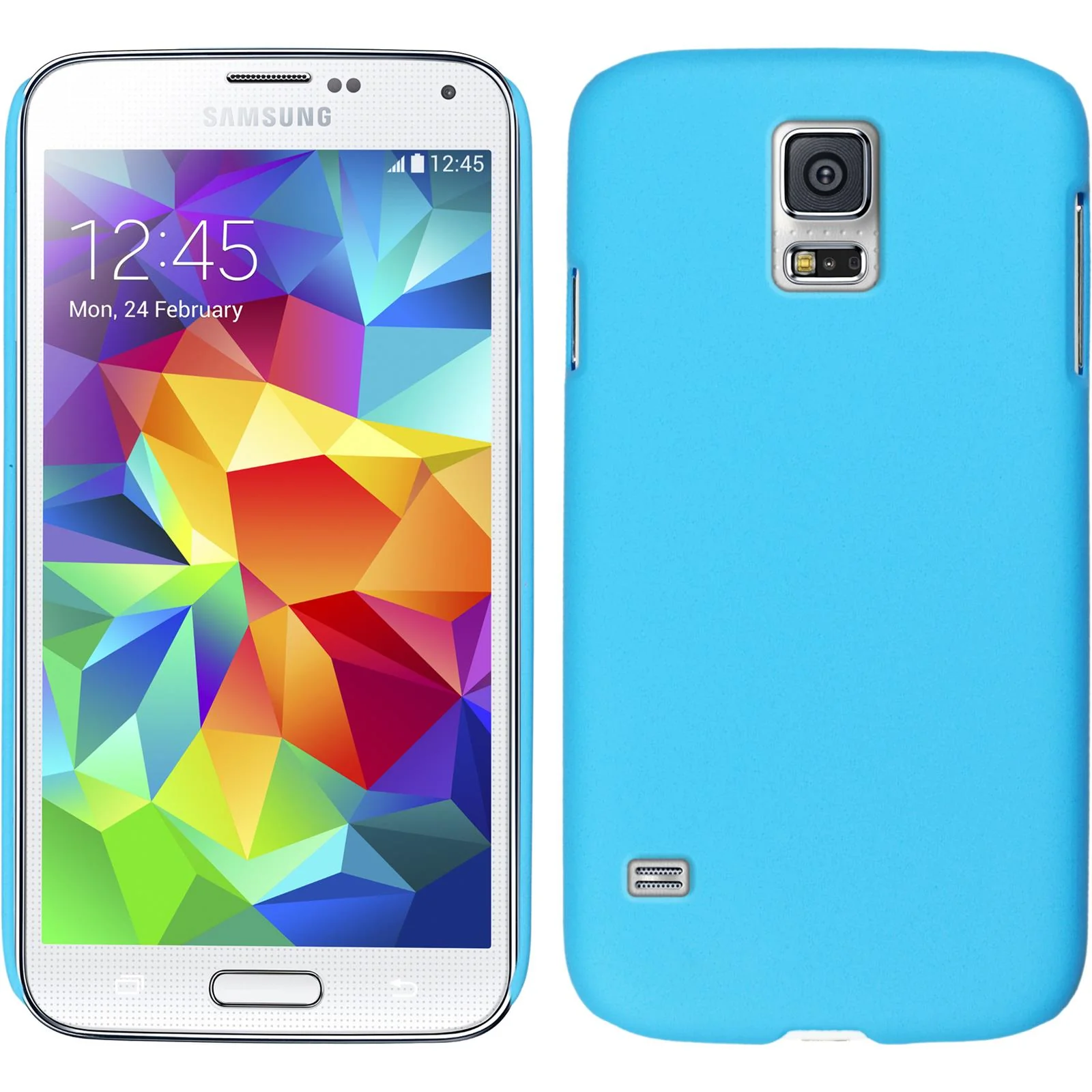 PhoneNatic Case kompatibel mit Samsung Galaxy S5 mini - Hülle hellblau gummiert Hard-case + 2 Schutzfolien