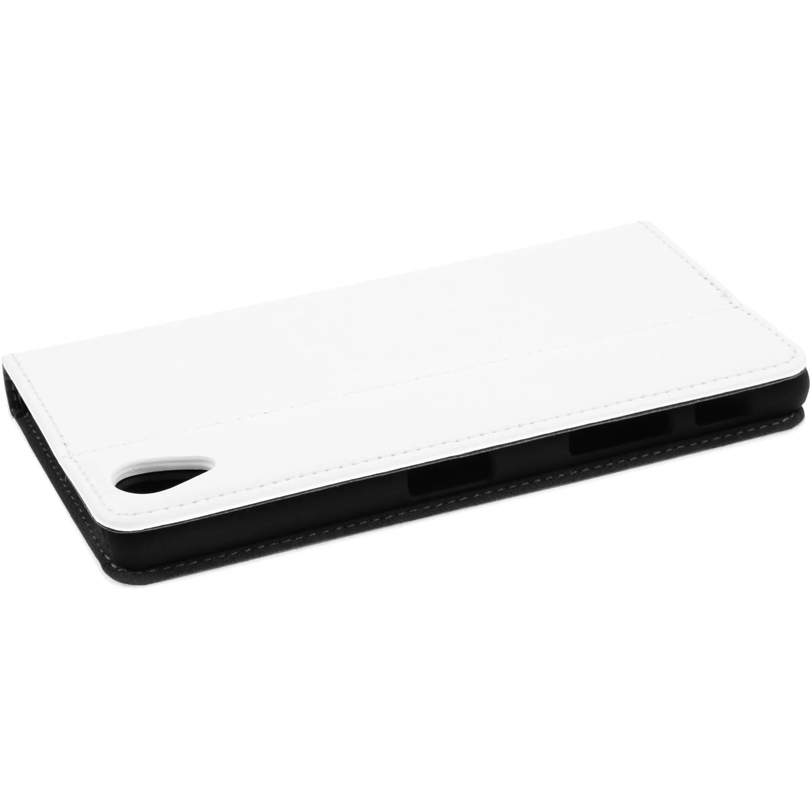 PhoneNatic Kunst-Lederhülle kompatibel mit Sony Xperia X - Book-Case weifl + 2 Schutzfolien