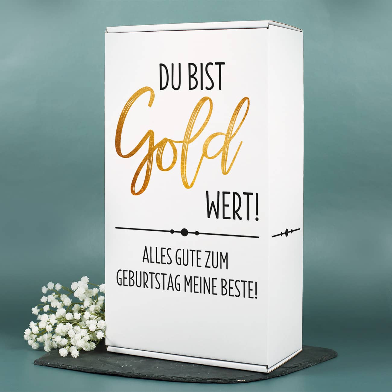 Du bist Gold wert! - Lillet Geschenkset mit Trinkkelch und Präsentbox – Bild 3