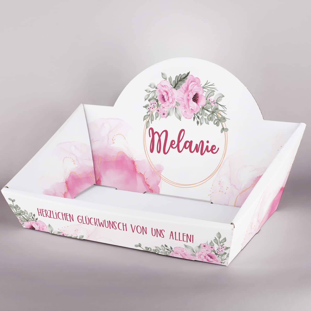 Präsentkorb mit floralem Motiv - perfekt für Geschenksets
