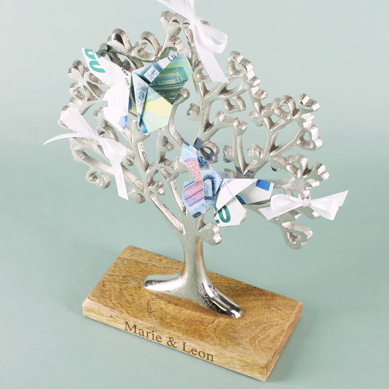 Skulptur - Liebesbaum - mit Wunschgravur als Geldgeschenk oder Dekoration – Bild 3