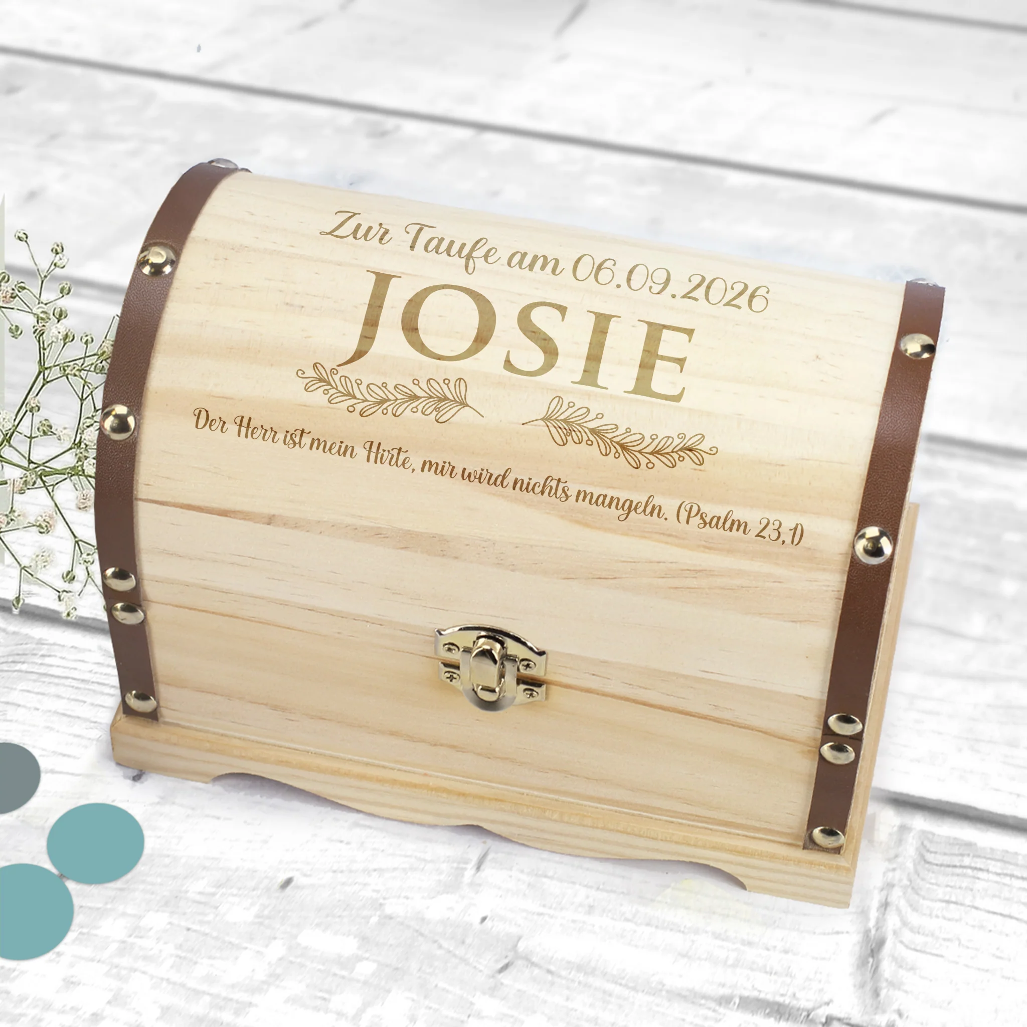 Schatztruhe zur Hochzeit, Jugendweihe, Kommunion und anderen Anlässen | Wunschtext & Zweige | 3 Größen – Bild 8
