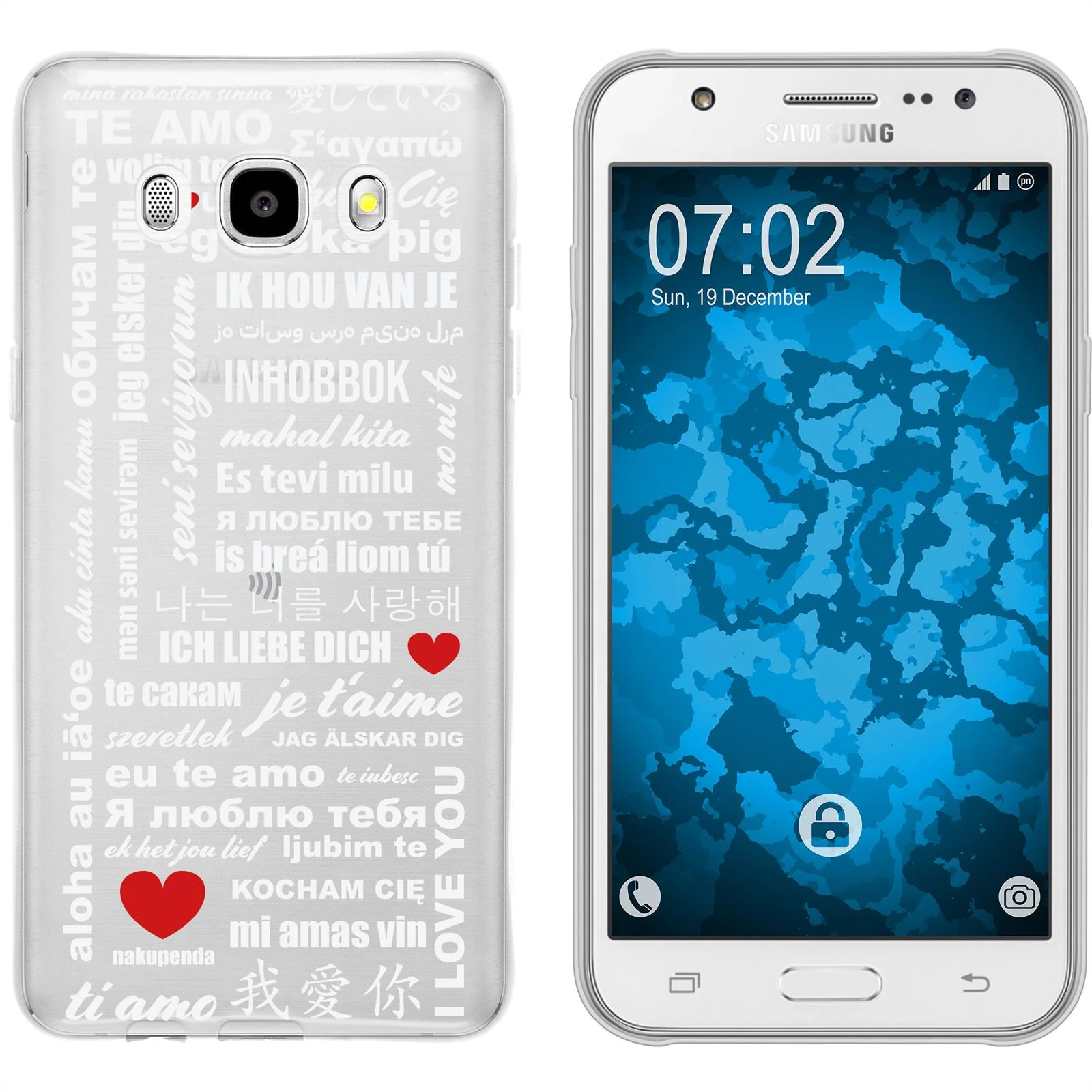 PhoneNatic Case kompatibel mit Samsung Galaxy J5 (2016) J510 Silikon-Hülle in Love Wörter M5